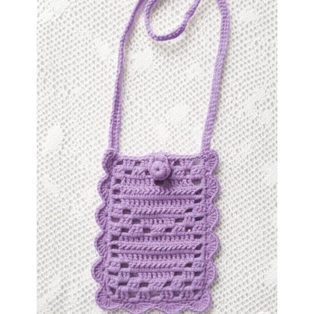 Bolsa para celular em crochê feito a mão artesanal feito de barbante de qualidade e ecológico transversal estilo casual