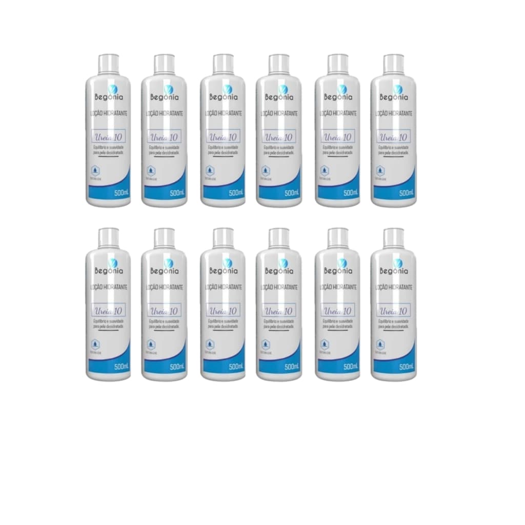 12 Unidades Loção Hidratante Ureia 500ml Begônia Cosméticos