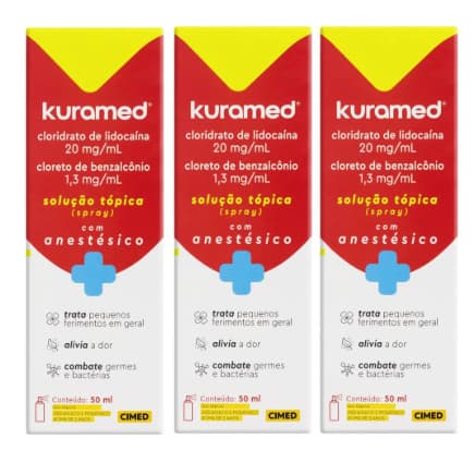 Kit 03 Kuramed Cimed Solução Tópica Spray Antisséptico 50ml
