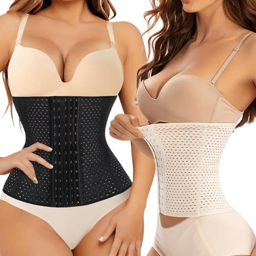 Espartilho Elastique Cinta Modeladora 6 fechos Feminina Redutor Afina Cintura Fitness Abdominal