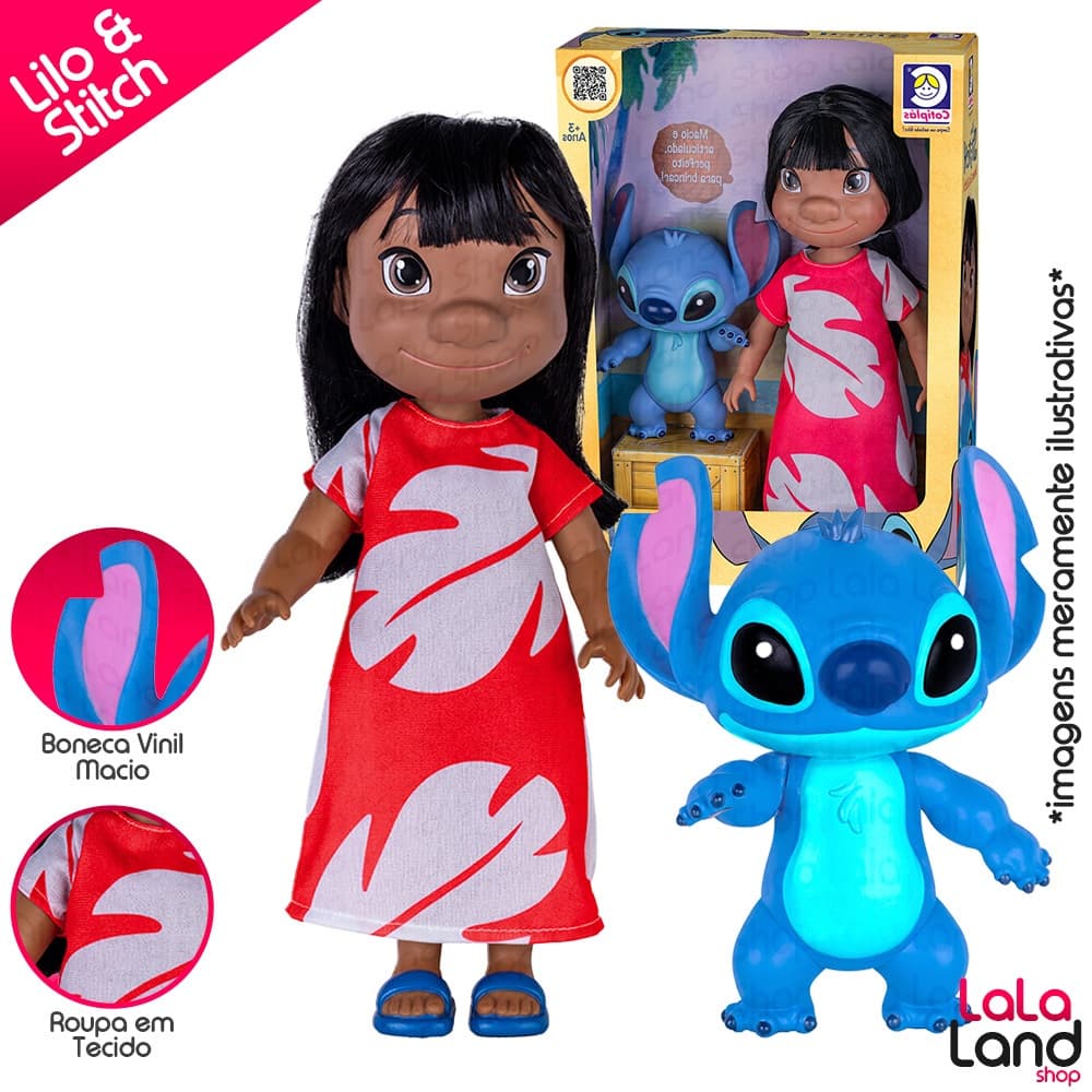 Brinquedo Infantil Boneca Lilo e Stitch Articulado Colecionável Licenciado Disney Cotiplás