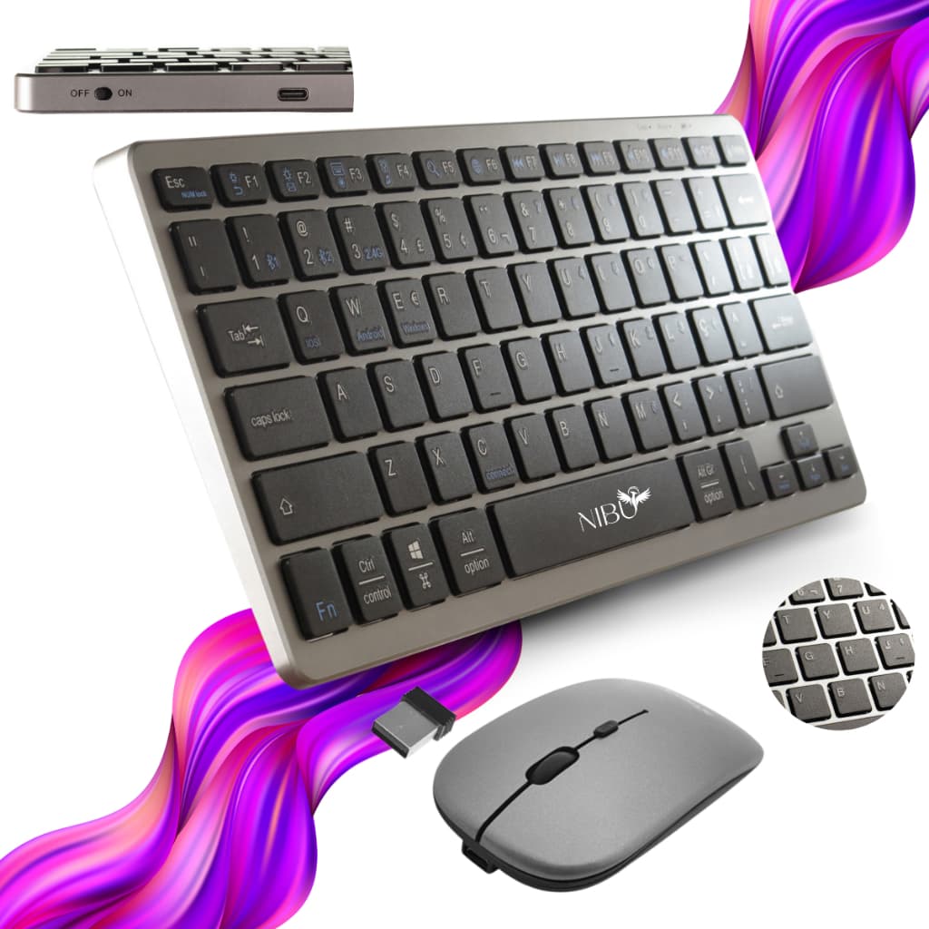 Kit Teclado E Mouse Sem Fio Bluetooth Recarregável Abnt Br