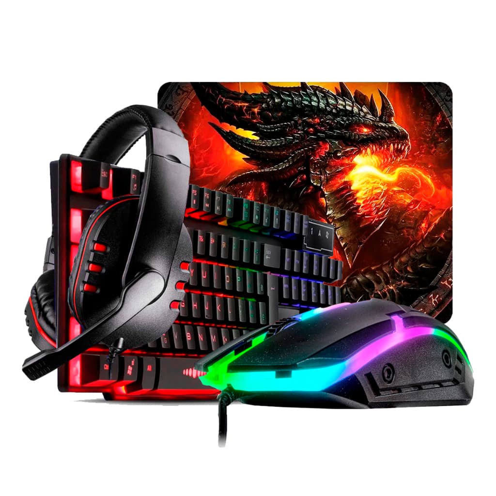 Kit Gamer Teclado Semi Mecânico + Mouse Led Rgb Iluminado Jogos Pc Usb + Mouse Pad Gamer + HeadSet