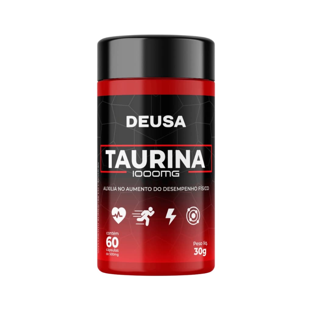 Taurina 1000mg Por Dose - Dupla Força 60 Cápsulas - Deusa Suplementos - Fórmula Avançada Energia Pré Treino