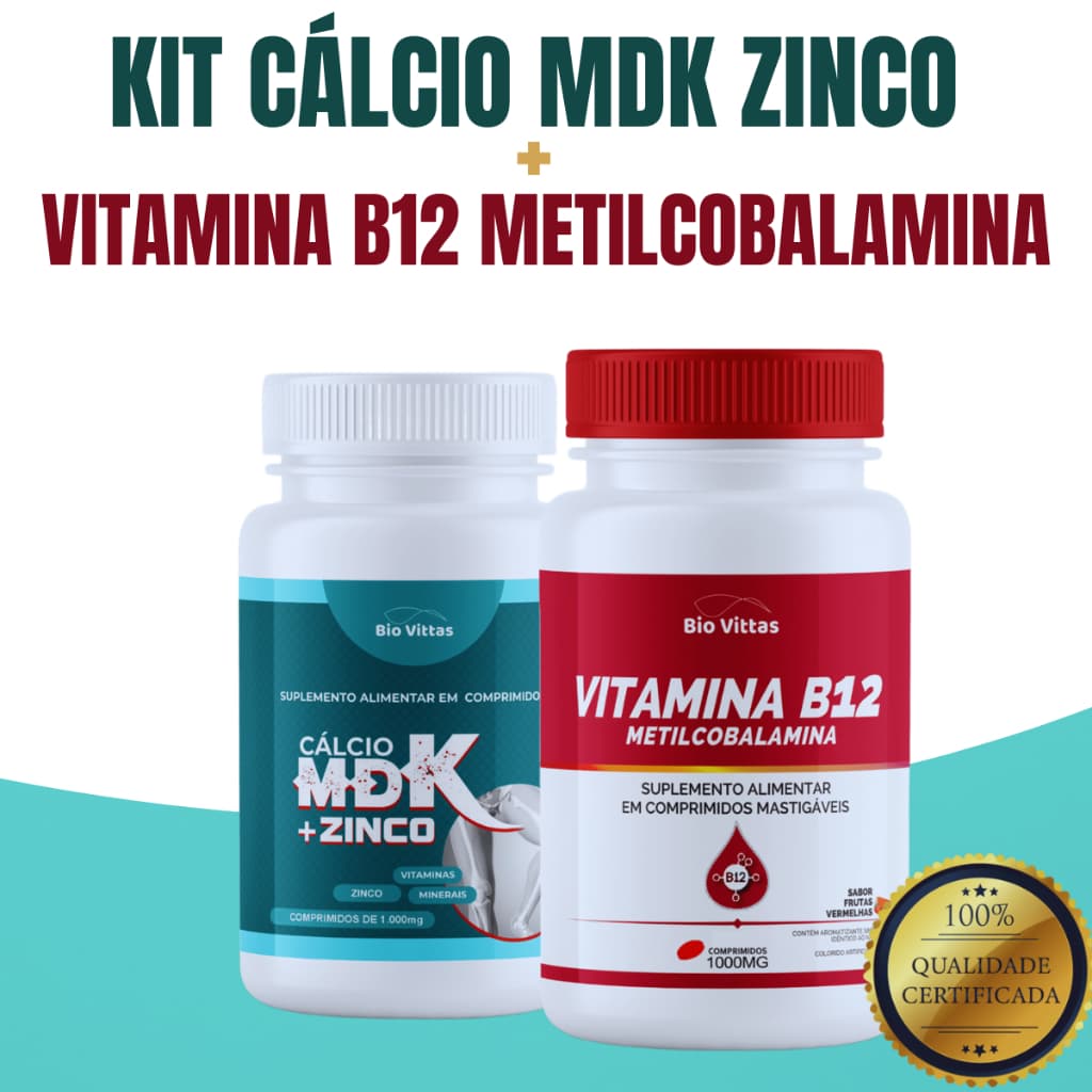 Vitamina B12 Mastigável + Cálcio | Magnésio | Zinco | Vitamina D e K - Bio Vittas [3]