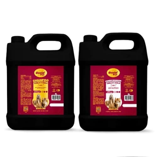 Shampoo 5 em 1 + Condicionador Neutro Cereja e Avelã para Cães e Gatos Genial Pet 5L