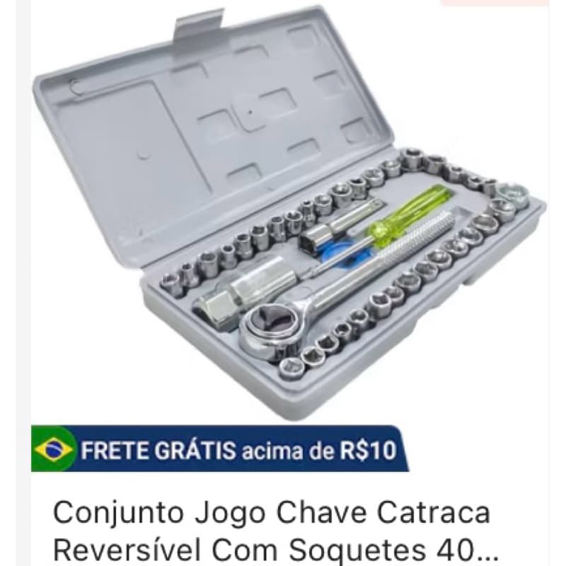 Conjunto Jogo Chave Catraca Reversível Com Soquetes 40 peças