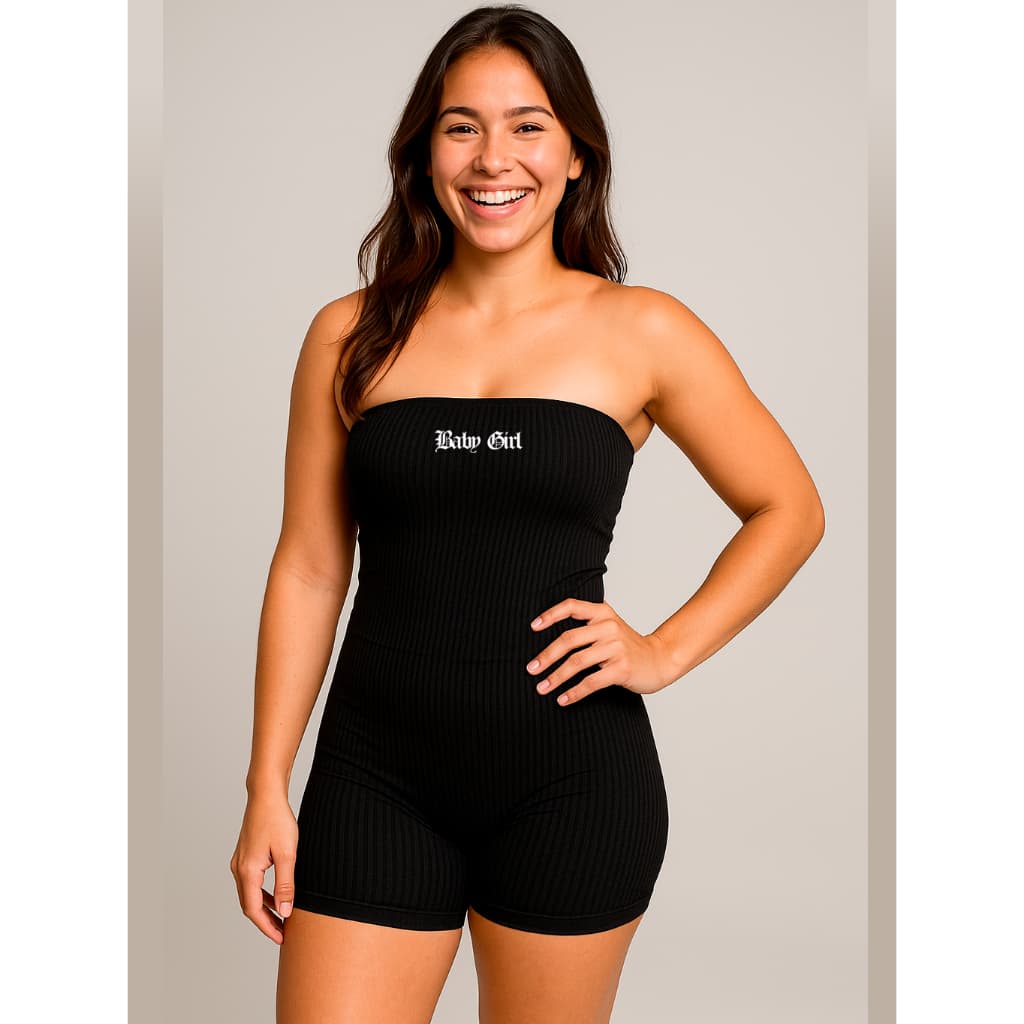 Macacão Feminino Canelado Tomara que caia Academia Fitness