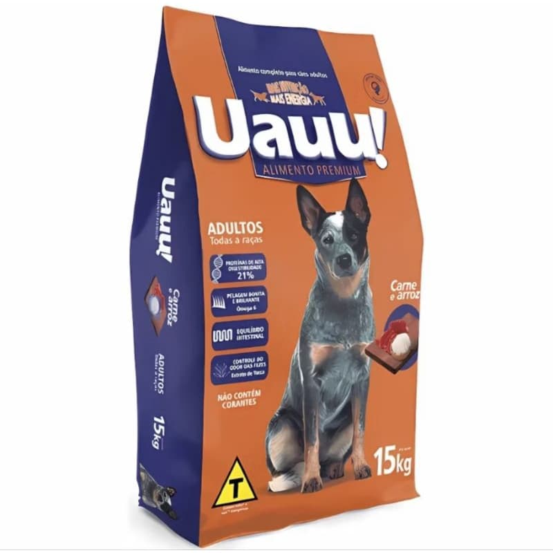 Ração para cães Uauu sabor carne racao 15kg porte médio grande