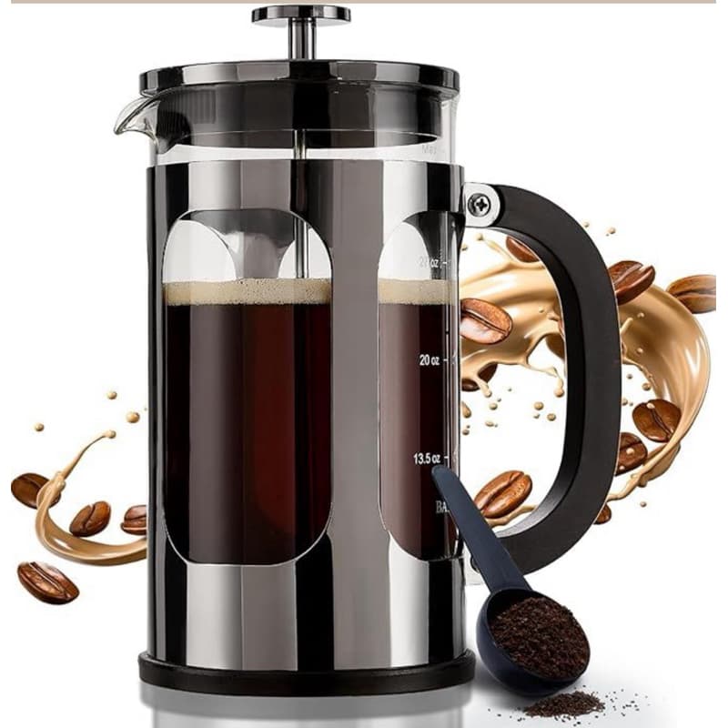 Cafeteira Prensa Francesa 600ml / 350 ml Vidro Borossilicato Inox – Café, Chá e Expresso