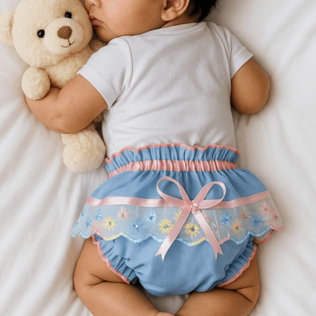 Kit 3 Calcinha Bunda Rica Babado Infantil Menina Tapa Fralda Elástico Embutido Roupa de Bebê