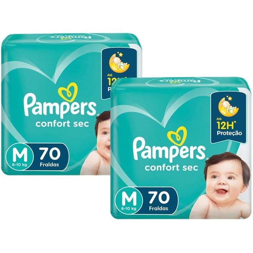 Kit 2ptes Fralda Pampers Confort Sec M 6-10kg 70un cada - Total 140un