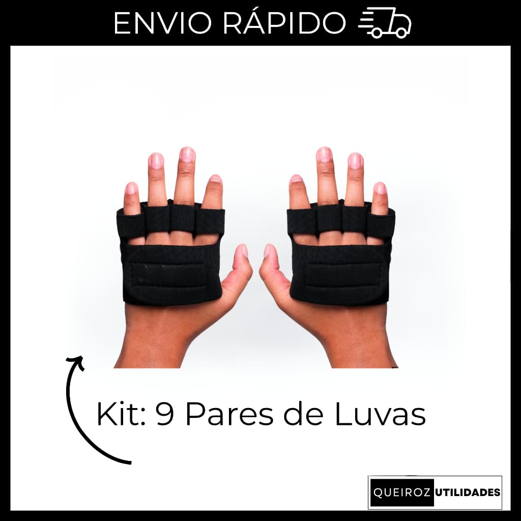 Kit - Luvas Caleira De Academia Para Musculação - 9 Pares De Luvas Treino Crossfit Fitness Bike Dedeira