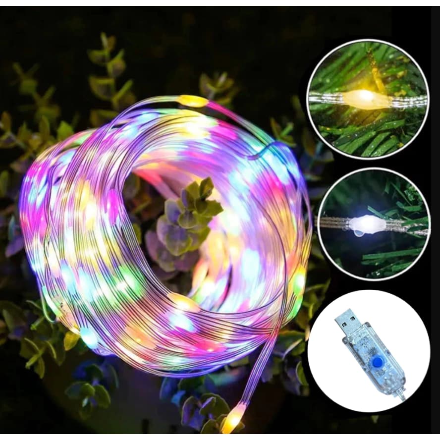 Decoração P/Árvore de Natal USB RGB/Luz Quente 100/200 LED 10/20M À Prova D'água ULTRA