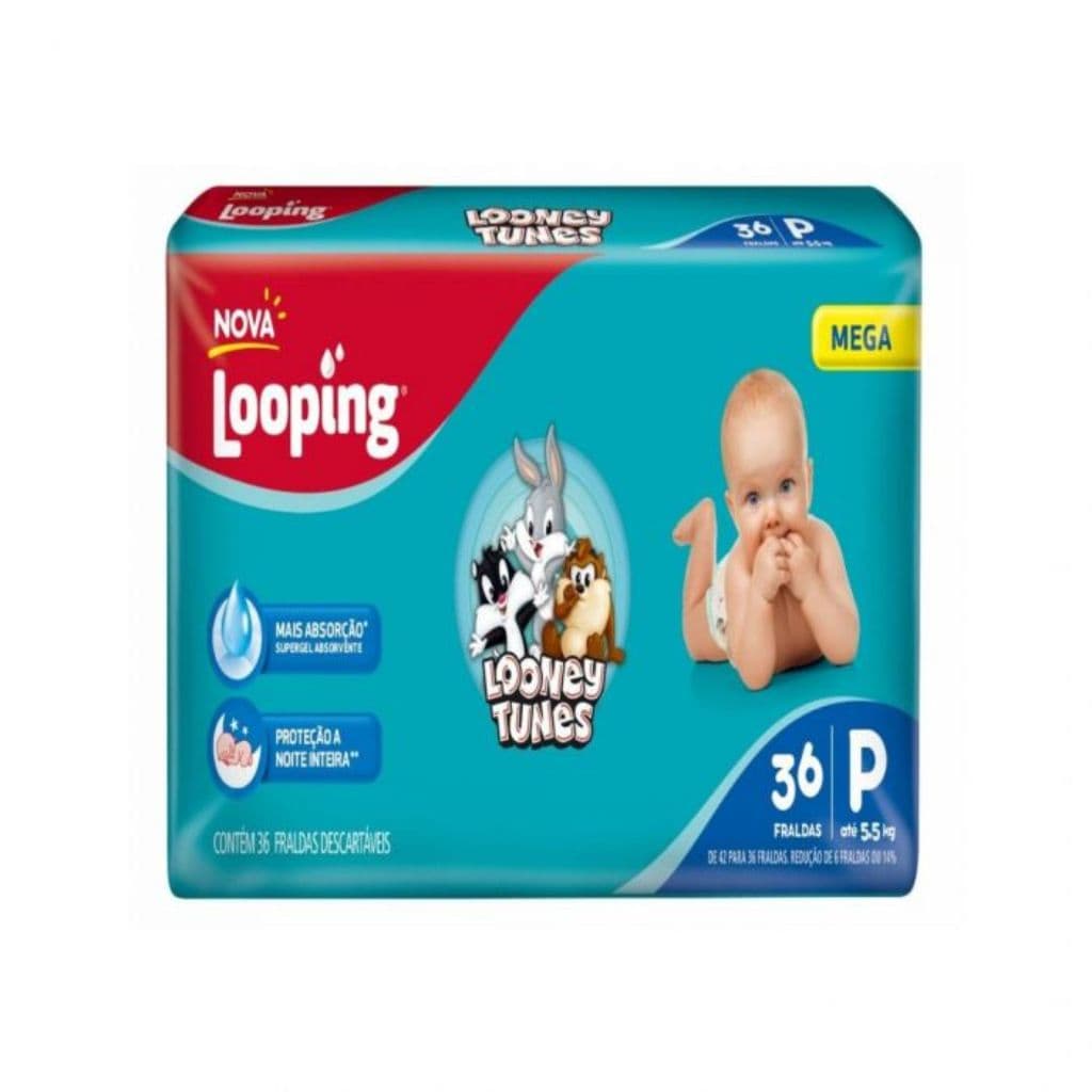 Fralda Descartável Looping Looney Tunes Mega | Proteção Noturna, Conforto e Absorção