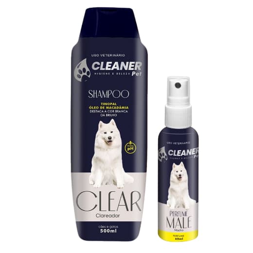 kit Shampoo para Cachorro Shampoo Branqueador 500ml + Perfume 60ml CLEANER