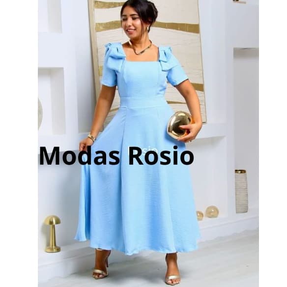 Vestido Mídi feminino Plus Size de M-G3 Com Manga Duna Linho Com Laço Na Ombro evangelica
