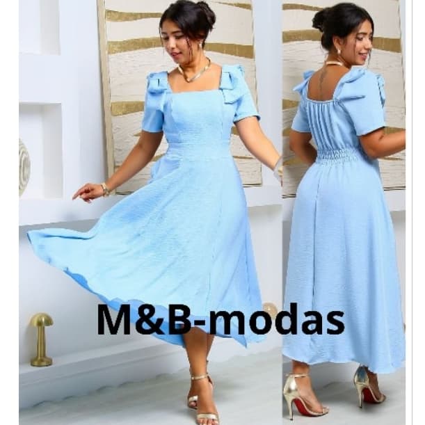 VESTIDO MIDI SLIM AU PLUZ ZIZE CON MANGA DE LAÇO NU OMBRO FEMENINO ELEGANTE  PERFEITO PARA CUALQUIER  OCAÇION