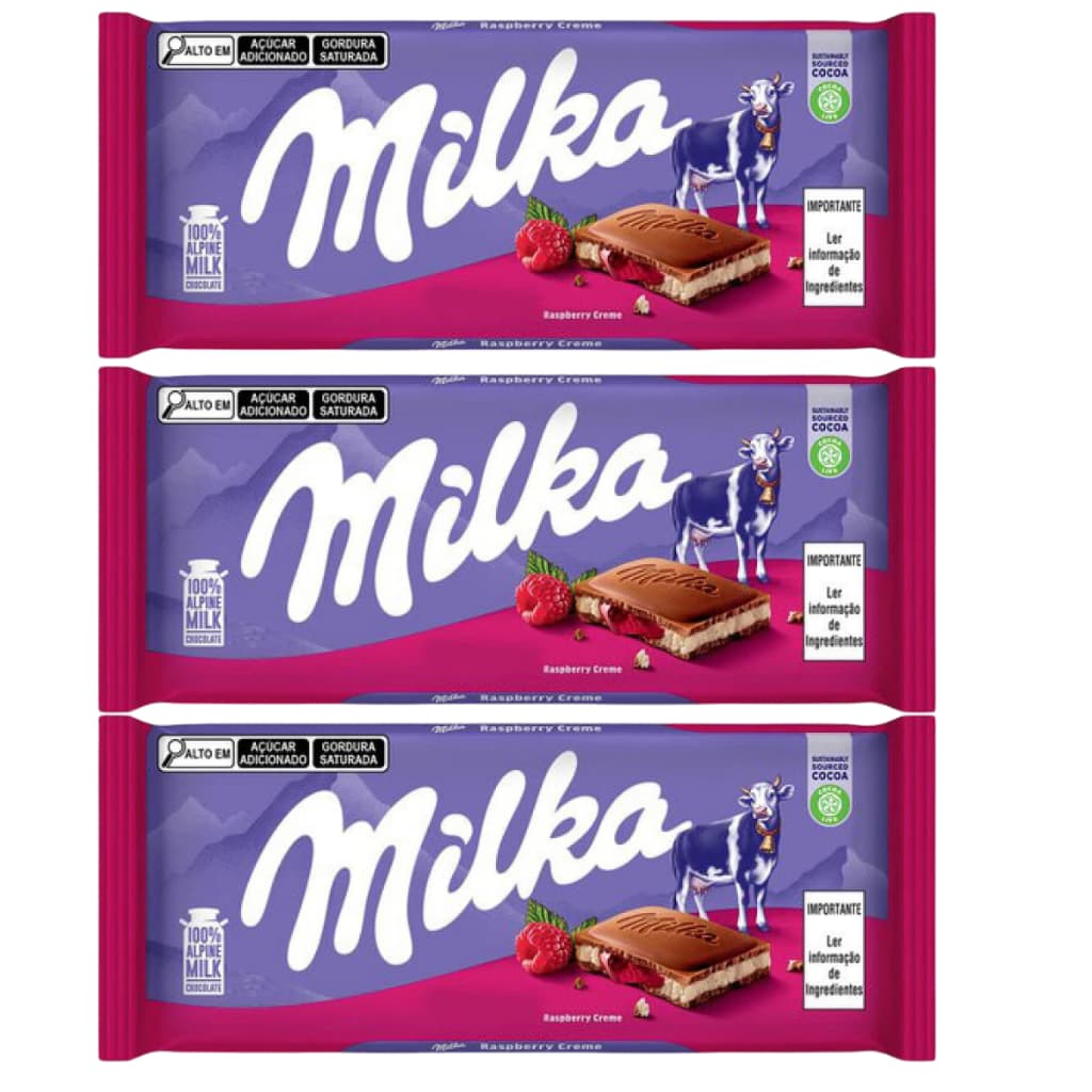 3 Chocolates Importados Polônia - Milka - Raspberry Creme 100g