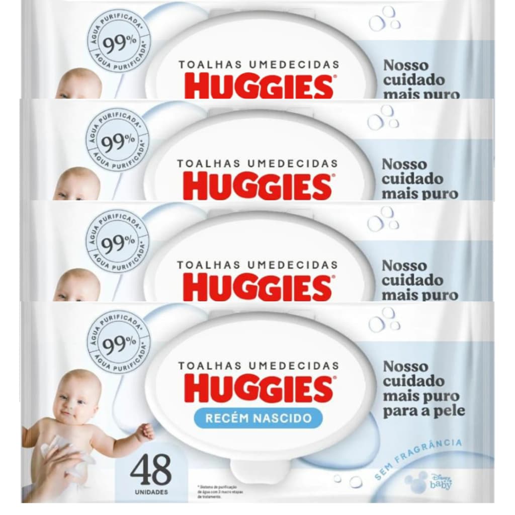 TOALHA UMEDECIDAS HUGGIES RECEM NASCIDO 48UN C/ 4