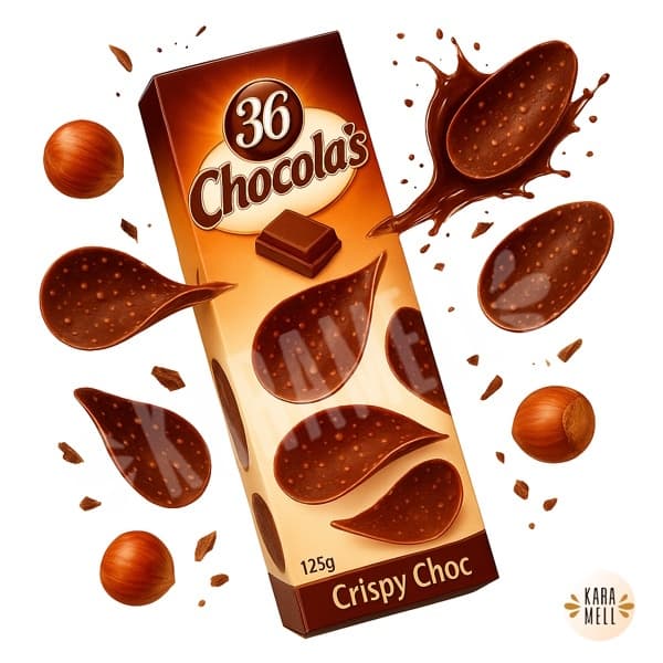 Batatas Fritas Chips Chocolate Belga ao leite e crocantes avelãs - Chocolas Crispy - Importado Bélgica