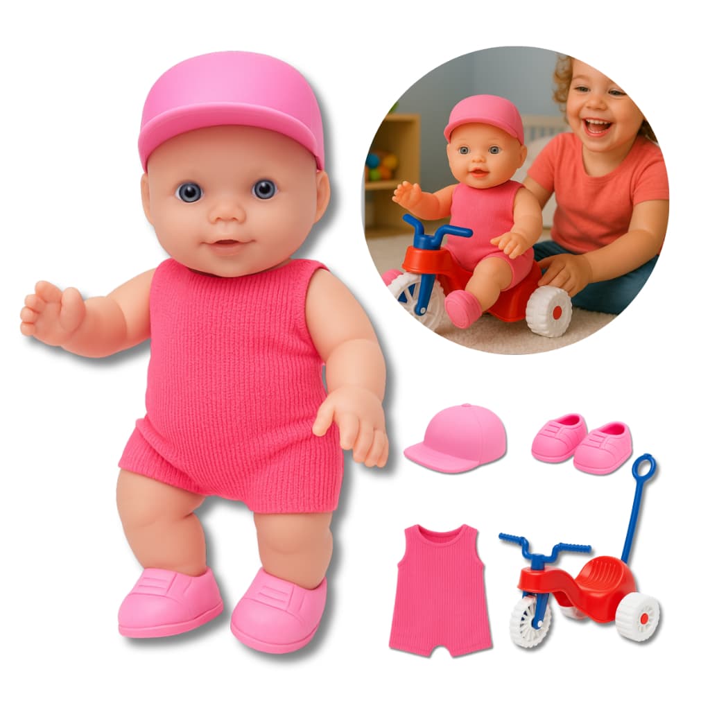 Boneca Bebe Menina Realista Passeio C/ Carrinho e Acessorios PROMOÇÃO