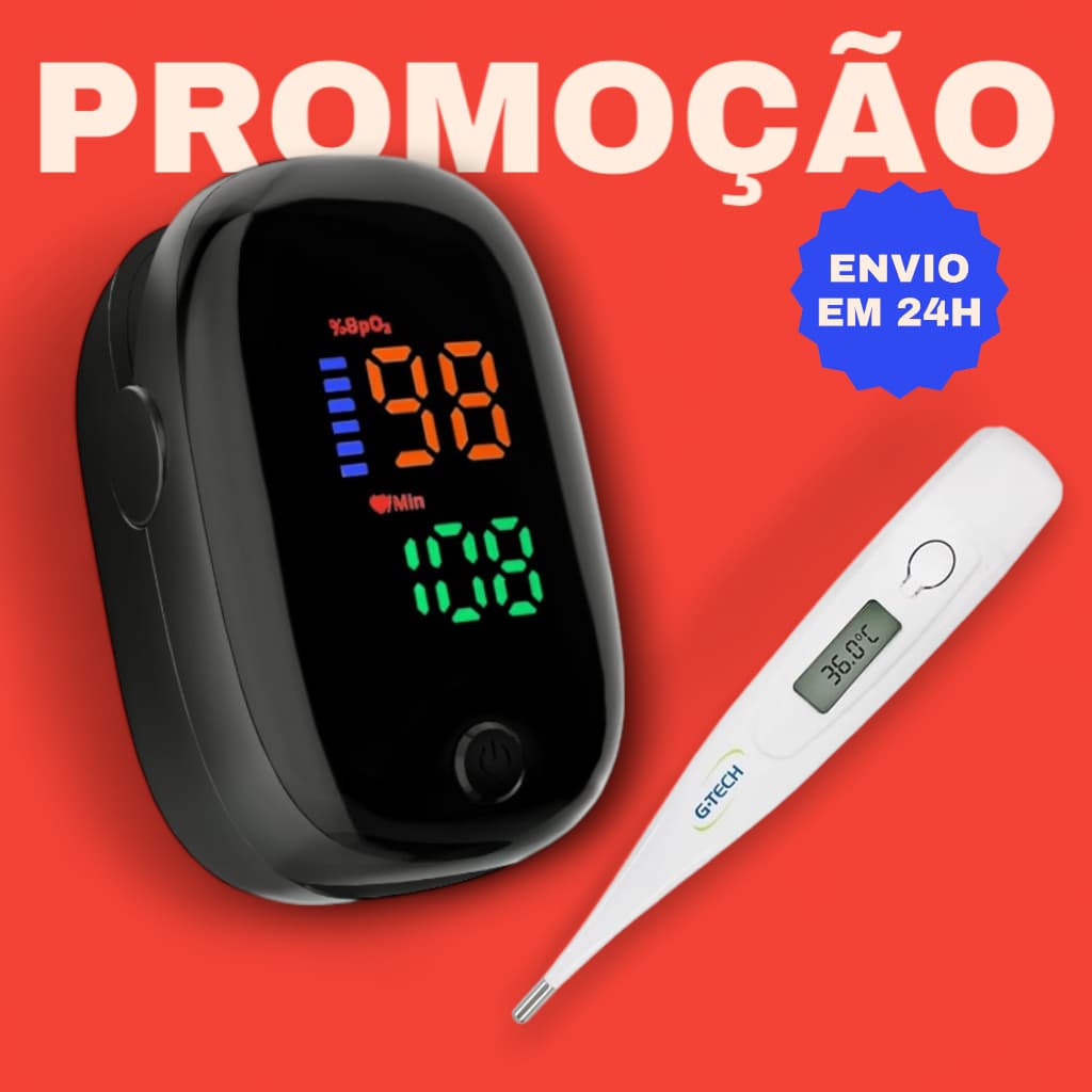 Termômetro Digital Profissional G Tech Com Oximetro Digital De Pulso Para Dedo Saturação Oxigênio