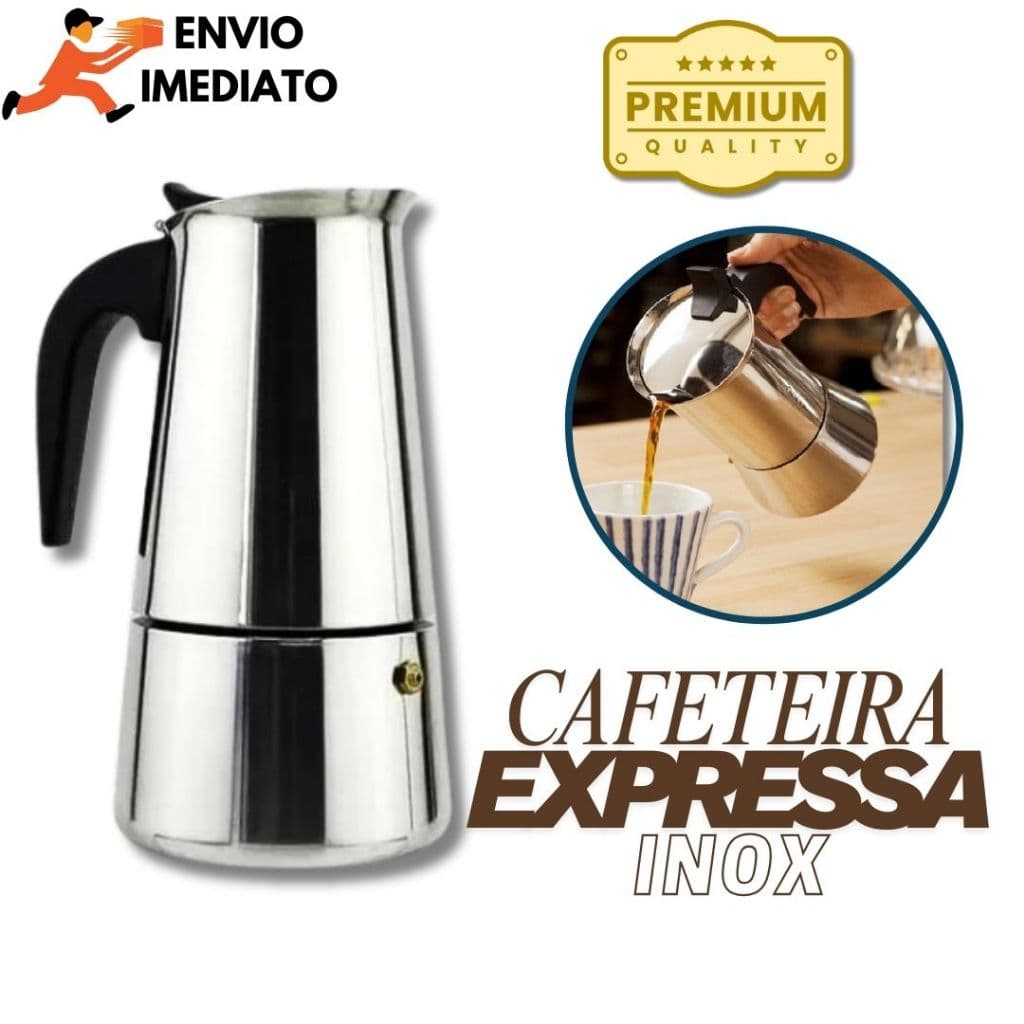 Maquina de Café Cafeteira Italiana Expresso e Moka em Inox 9 Xícaras