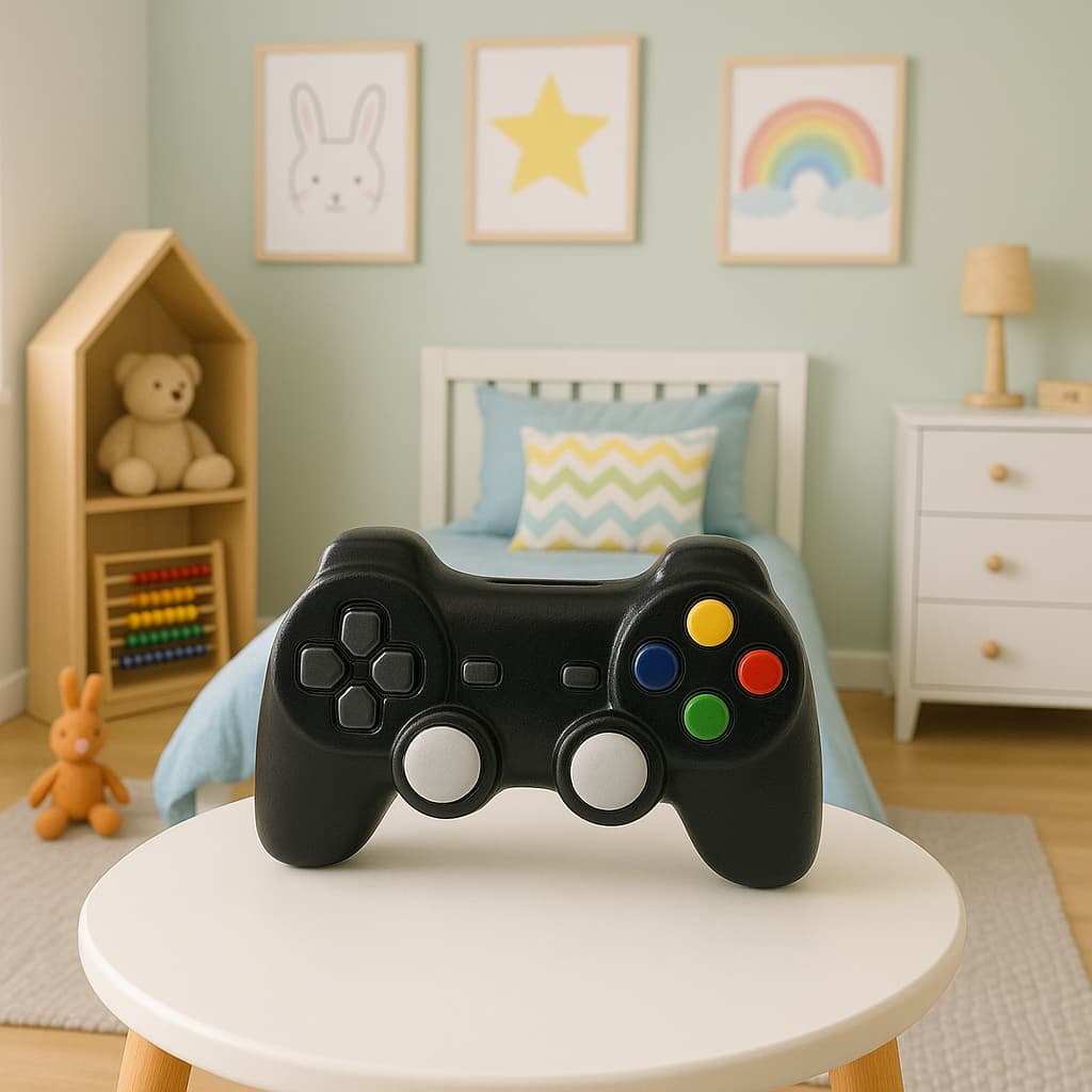 controle de video game decorativo cofrinho para moedas