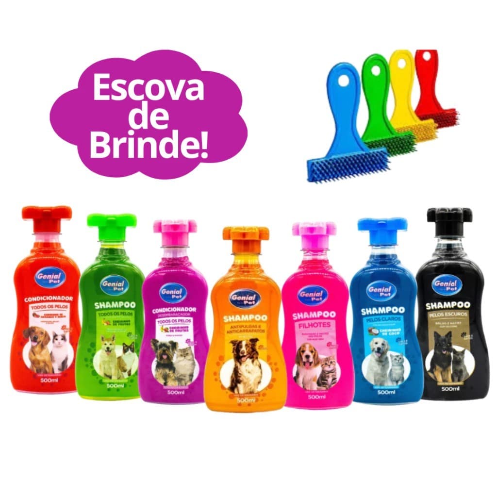 Shampoo  para Cachorro e Gato Genial Pet - 500 ml - Shampoo AntiPulgas