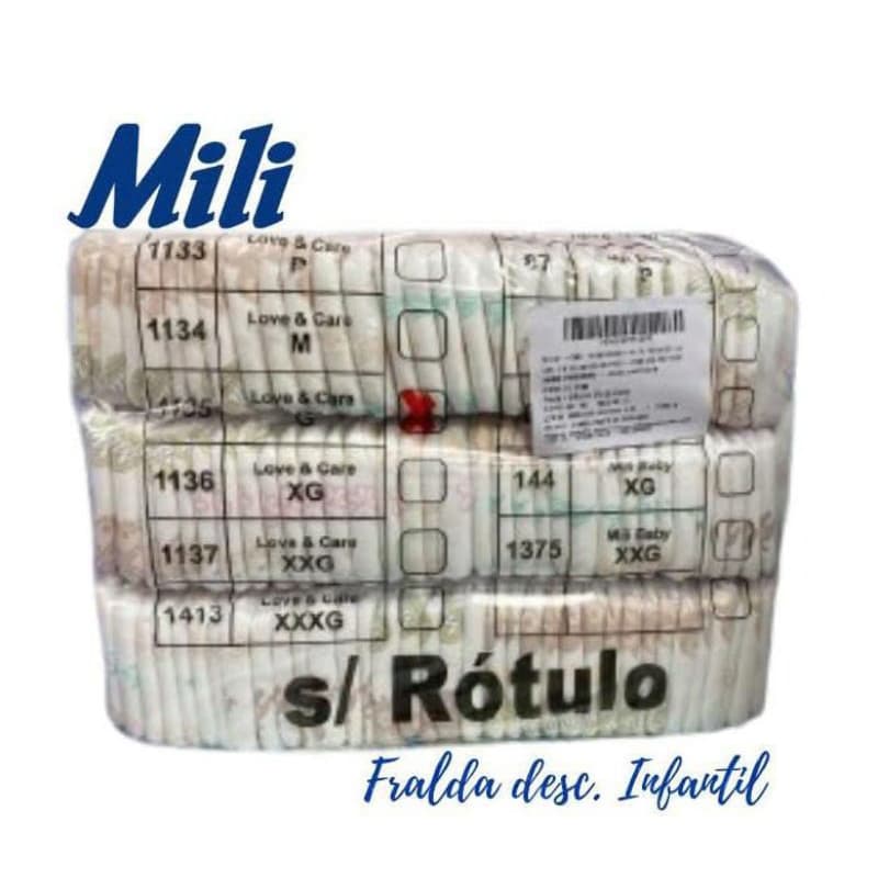 Fralda Mili Baby Segunda Linha pacote com 50 unidades vários tamanhos - fecho elástico, ajuste perfeito, gel absorvente