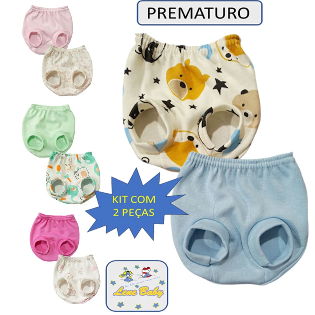 Kit com 2 Tapa Fraldas para bebê PREMATURO Malha Algodão