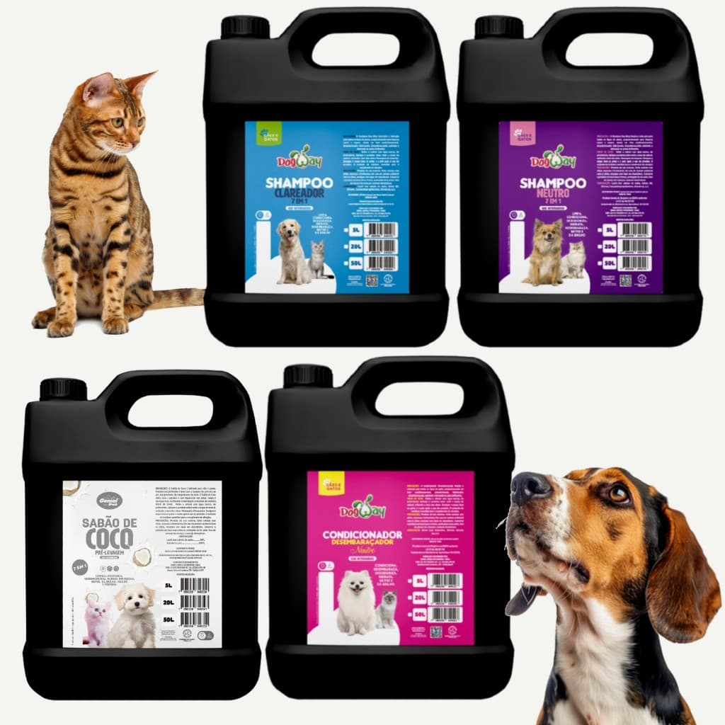 Shampoo e Condicionador Pre Lavagem Pet Shop para Cachorro e Gato Banho e Tosa - Galão 5L