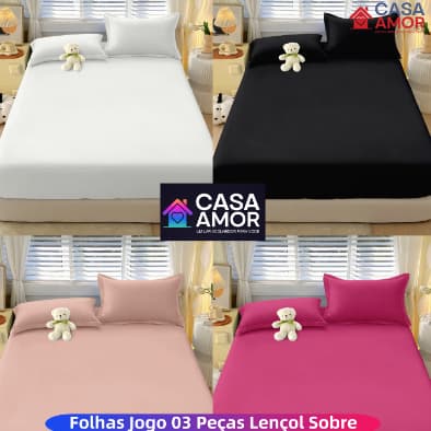 Jogo de lençol Liso com elástico e fronha 02 ou 03 peças Não Desbota SOLTEIRO/ CASAL /QUEEN  Alta qualidade Micropercal