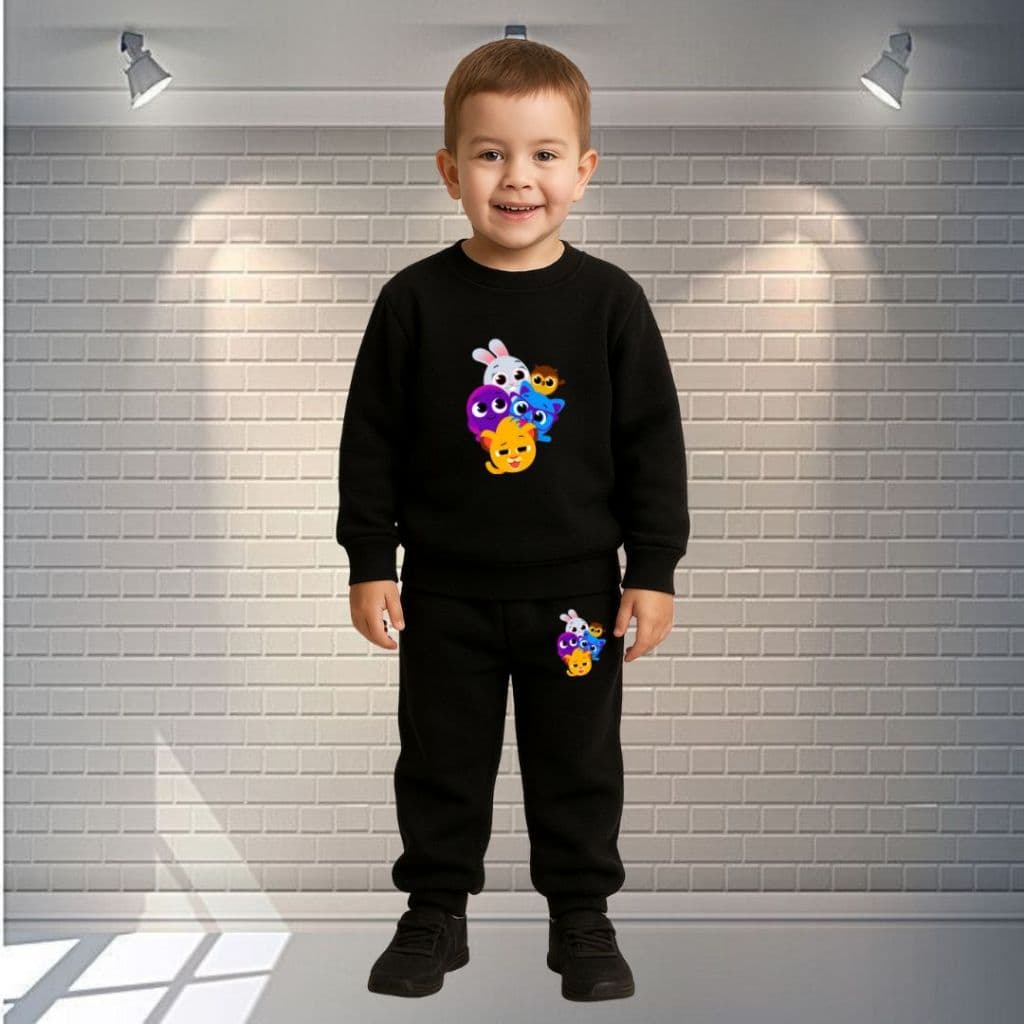 Conjunto abrigo infantil menino menina calça + moletom careca desenho Bolofofos