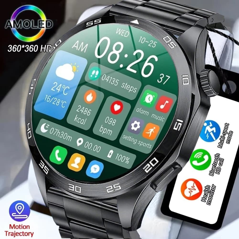 MK5 PRO Relógio Inteligente Masculino AMOLED Tela HD Bluetooth Chamada Freqüência SmartWatch
