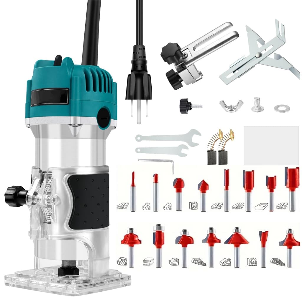 Kit Tupia Laminadora 800W Bivolt - Profissional com 15 Fresas para Madeira