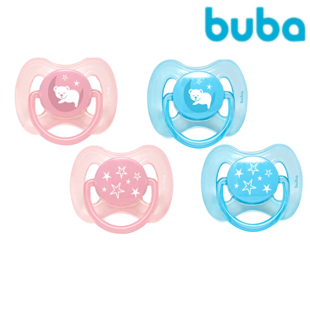 Kit 2 Chupeta/Bico Comfort Ventilação Estrela e Urso Tamanhos 2 Buba