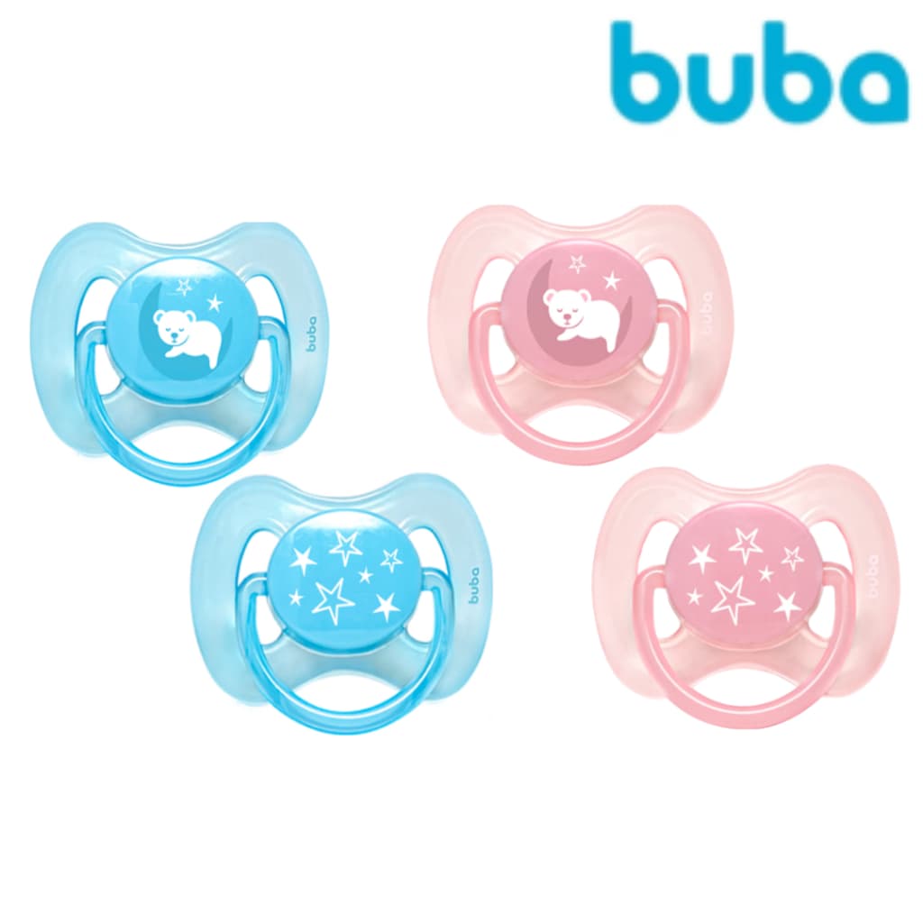 Kit 2 Chupeta/Bico Comfort Estrela e Urso Tamanho 2  Buba