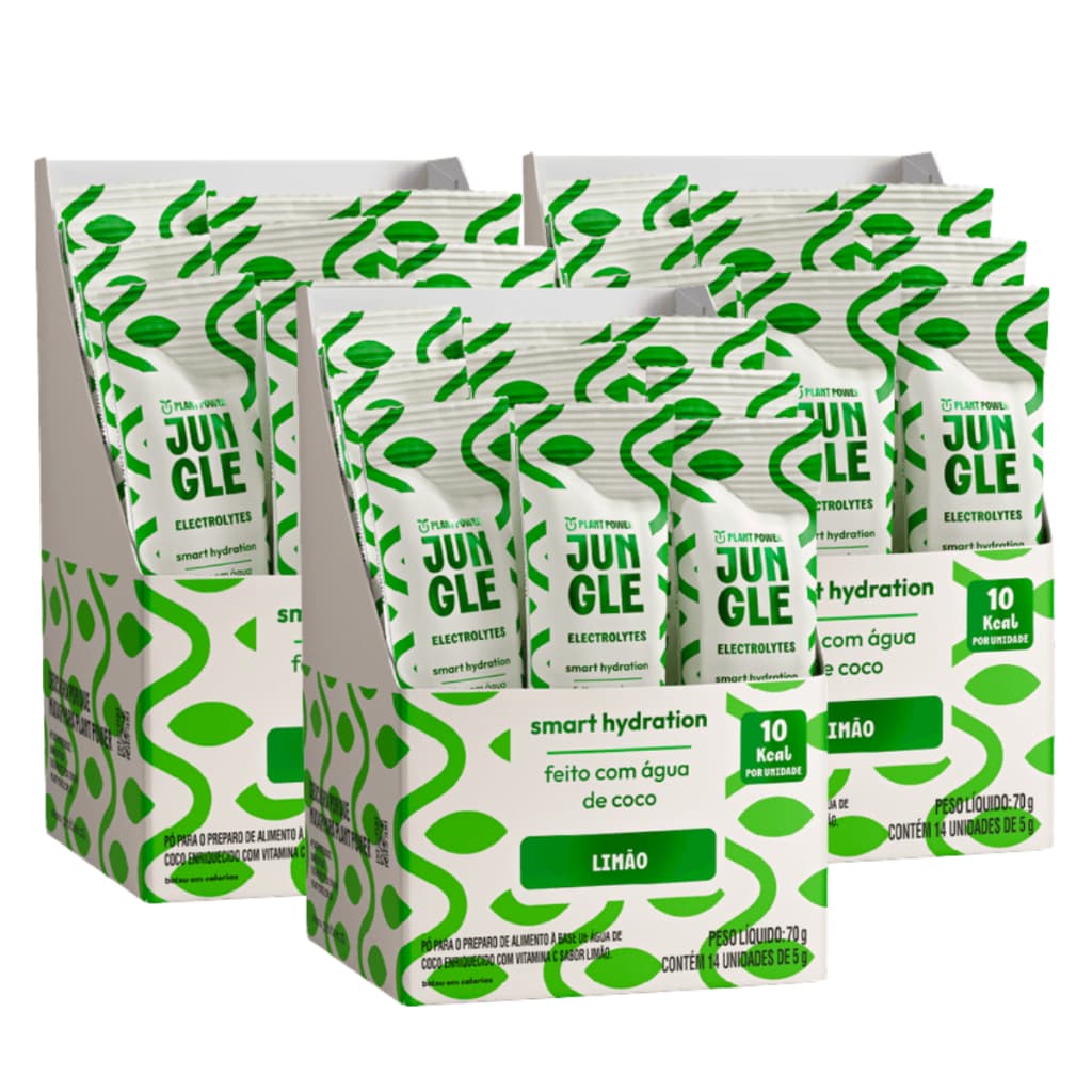 3x Jungle Eletrolytes Stick Plant Power Limão 14 unidades 5g