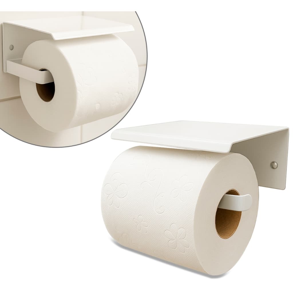 Suporte Porta Papel Higiênico Parede Banheiro Branco ou Preto Adesivo 3M Prateleira Apoio Decoração