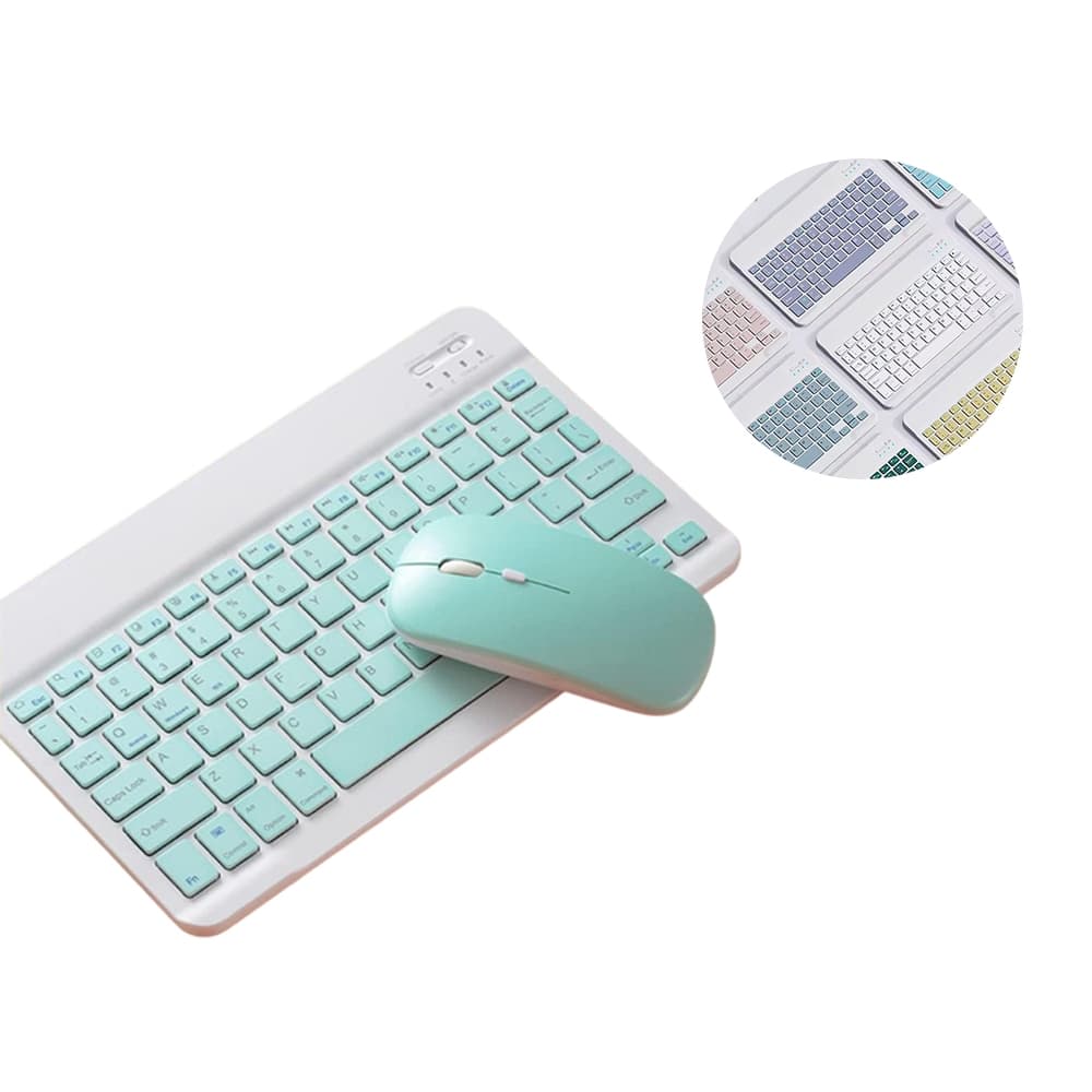 Mini Teclado Bluetooth e Mouse Sem Fio Coloridos - Celular Tablet Android iPhone Computador Windows