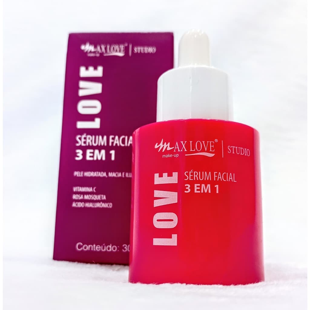 Serum Facial 3 em 1 Max Love - Vitamina C + Rosa Mosqueta + Ácido Hialurônico Serum Facial 3 em 1 Max Love - Vitamina C