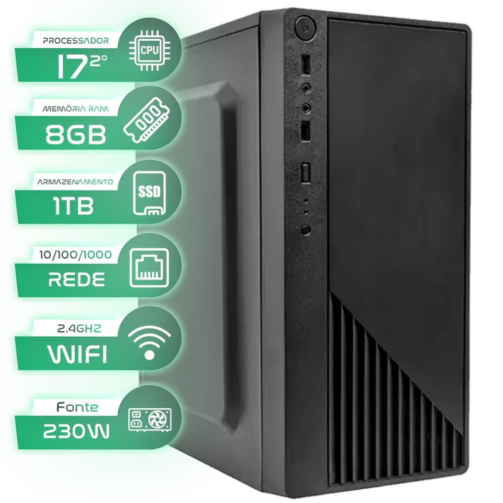Pc Computador I7 Intel Core Ssd 1TB Memoria 8gb