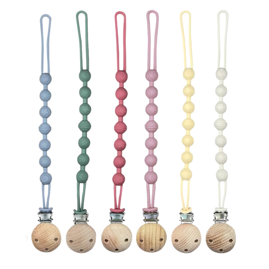 Prendedor de Chupeta em Bambu Bola Silicone