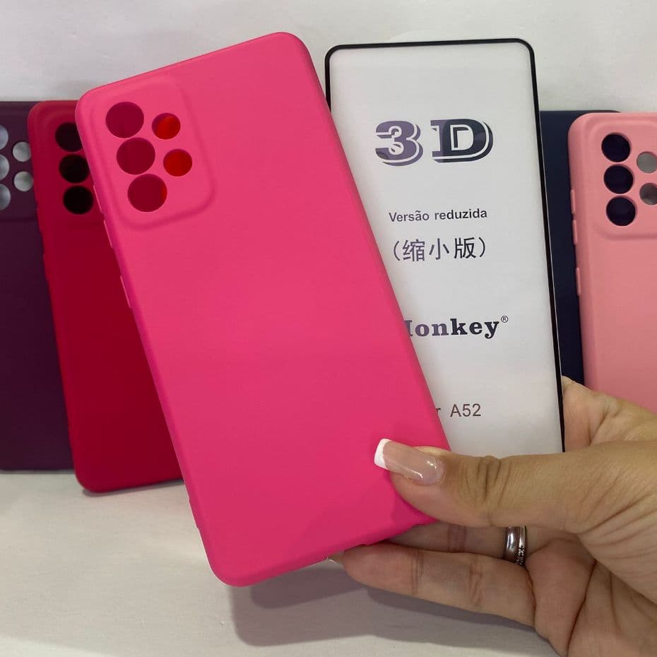 Capa  A52 + Película 3D Kit Samsung Capinha Case Protetora Celular Silicone