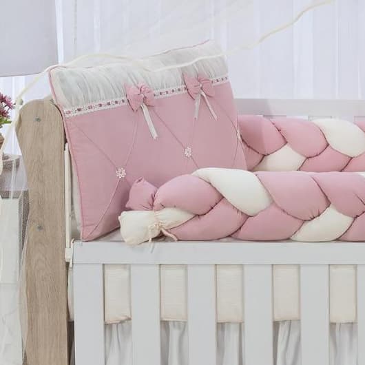 KIT ENXOVAL PARA BERÇO BEBÊ MODELO DE TRANÇA 8 PEÇAS DIVA MENINA DELICADO LUXO