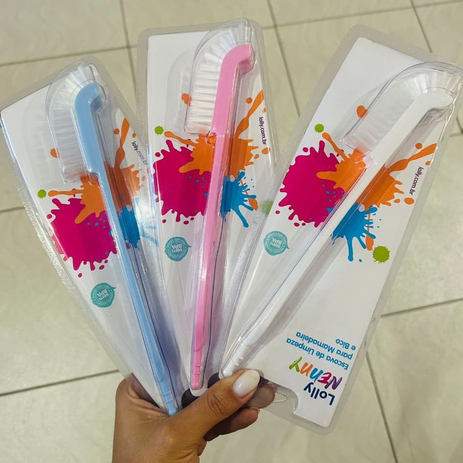 Escova de Limpeza para Mamadeira e Bico 2 em 1 | LOLLY | Lava Garrafas | Enxoval