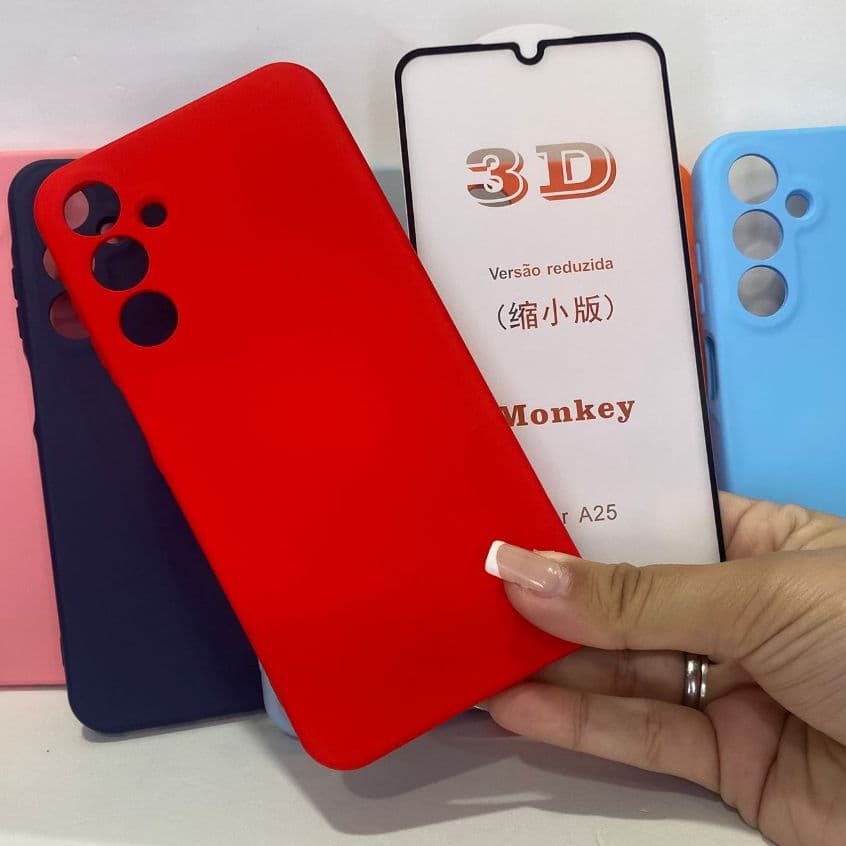Capa  A25 + Película 3D Kit Samsung Capinha Case Protetora Celular Silicone