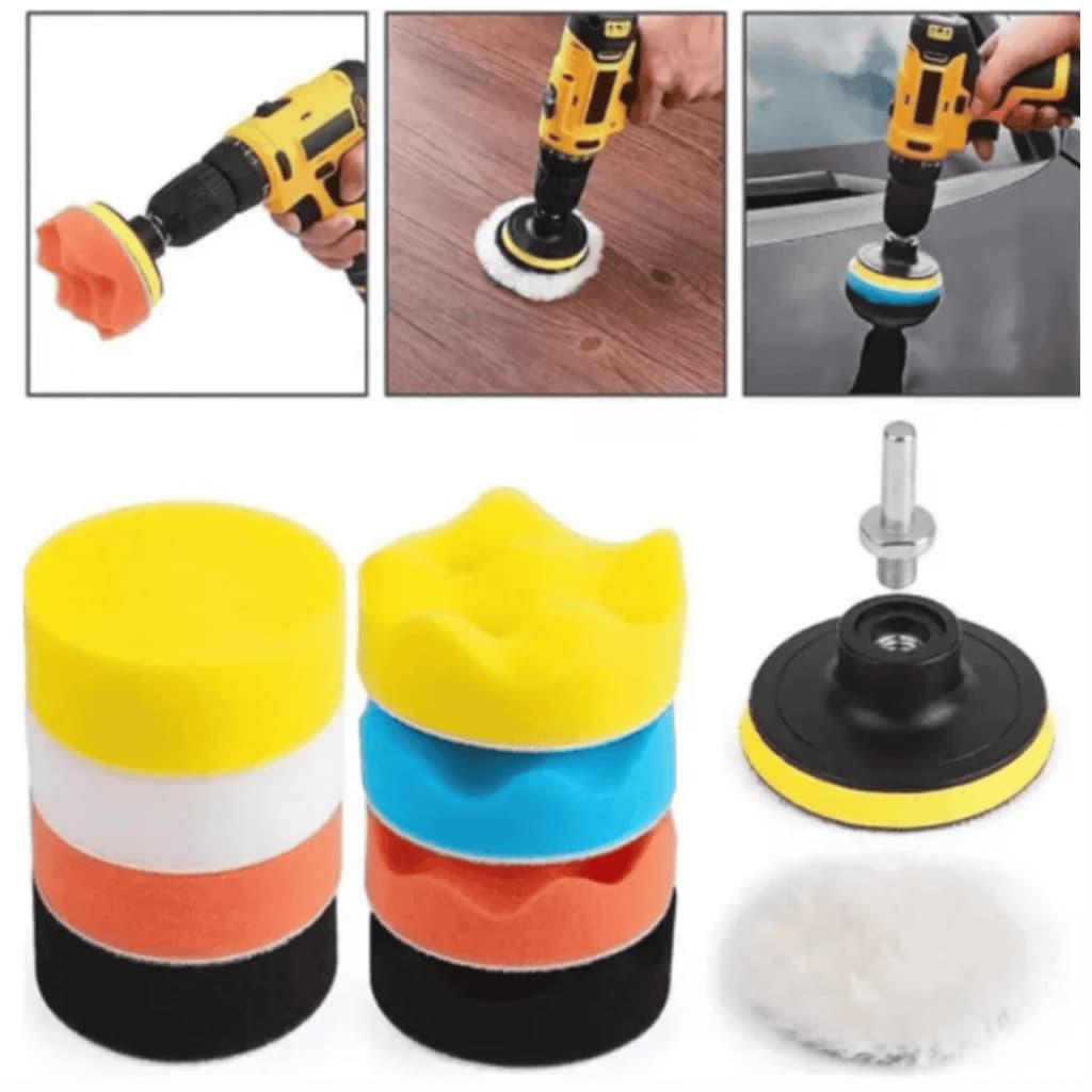 Kit 11 Boinas Disco Esponja Polimento Limpeza Carro Madeira automotivo Para fusadeira e parafusadeira